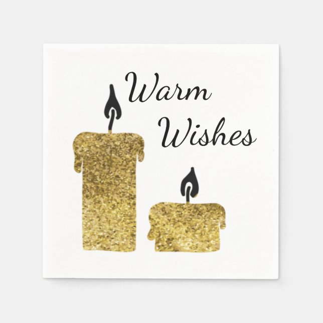 Gold faux glitter candles Christmas holiday season Napkin (Front)