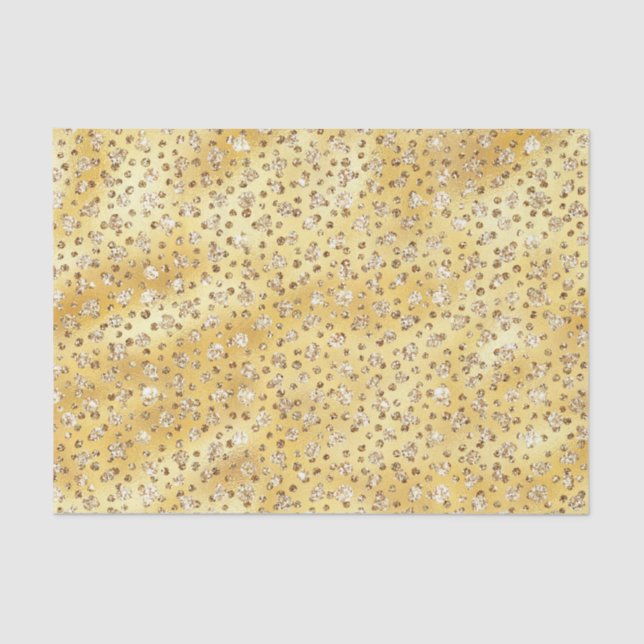 Gold Faux Glitter Cheetah Spots Tissue Paper (Front)