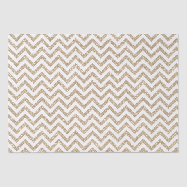 Gold Faux Glitter Chevron Tissue Paper (Front)