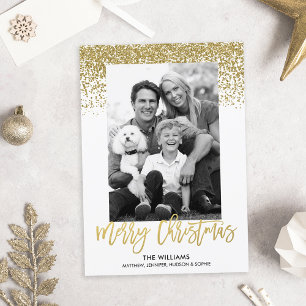 Gold Faux Glitter Christmas Holiday Photo