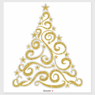 Gold Faux Glitter   Christmas Swirl Tree