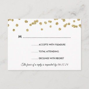 Gold Faux Glitter Confetti Wedding Black RSVP