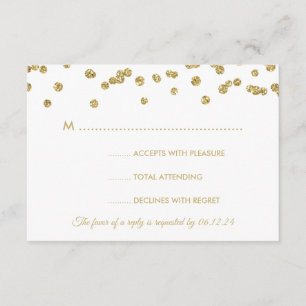Gold Faux Glitter Confetti Wedding White RSVP