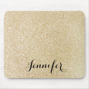 Gold Faux Glitter Custom Script Name Mouse Pad