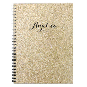 Gold Faux Glitter Custom Script Name Notebook