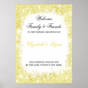 Gold, Faux Glitter, Custom, Wedding Welcome Poster