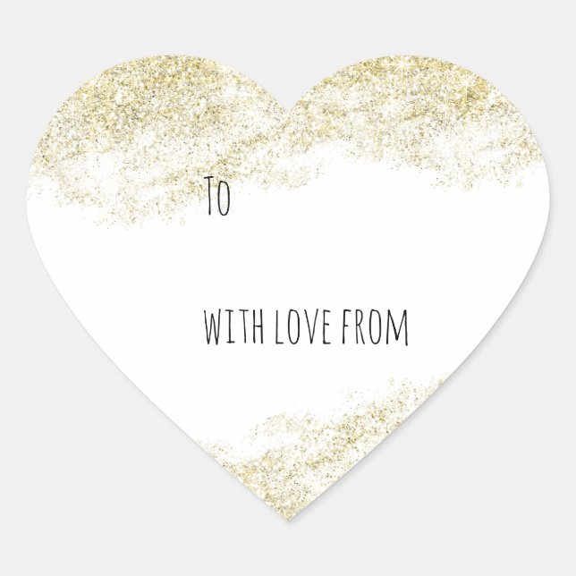 Gold Faux Glitter Heart Heart Sticker (Front)