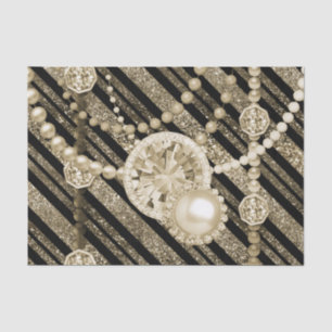 Gold Faux Glitter & Jewels Tissue Paper