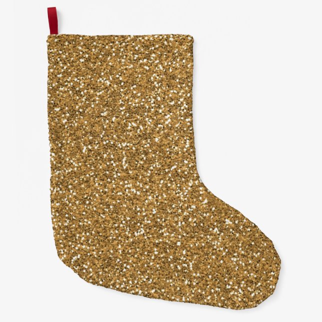 Gold Faux Glitter Large Christmas Stocking (Front)