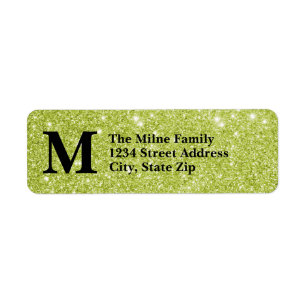 Gold Faux Glitter Monogram Address Labels