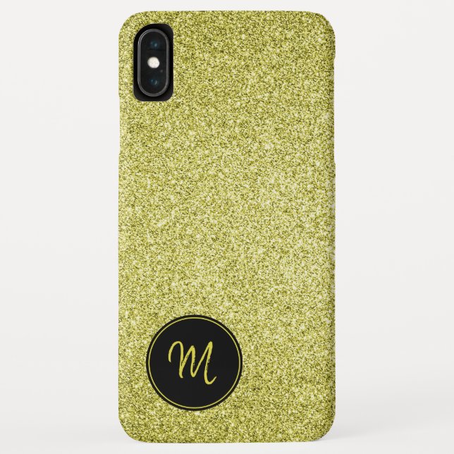 Gold Faux Glitter Monogram Minimalist Sparkly Case-Mate iPhone Case (Back)