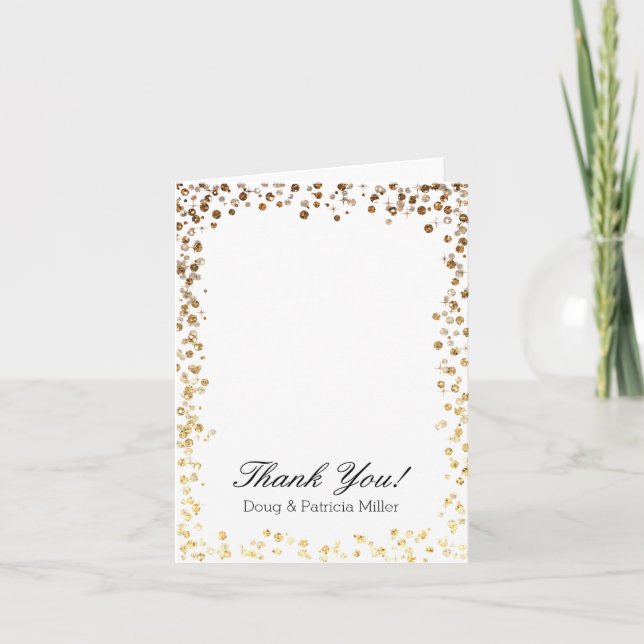 Gold Faux Glitter Ombre Bokeh Thank You (Front)