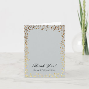 Gold Faux Glitter Ombre Bokeh Thank You Card