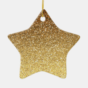 Gold Faux Glitter Ombre Ceramic Tree Decoration