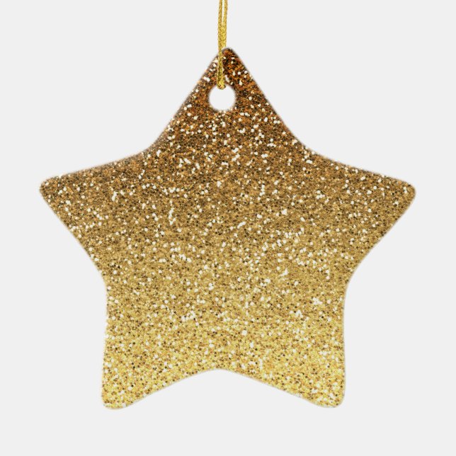 Gold Faux Glitter Ombre Ceramic Tree Decoration (Front)