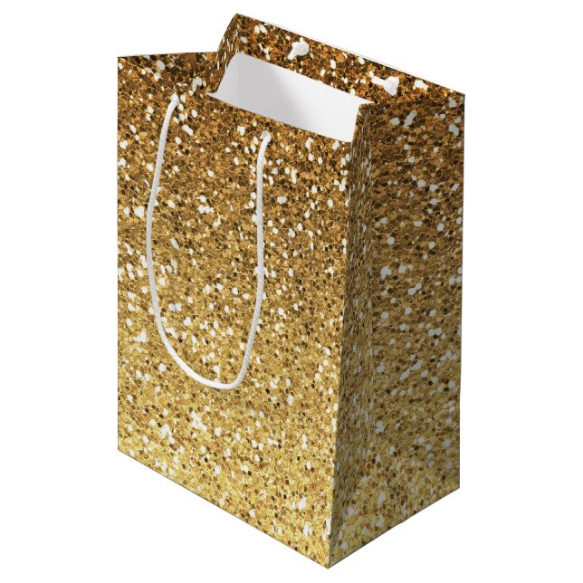 Gold Faux Glitter Ombre Medium Gift Bag (Front Angled)
