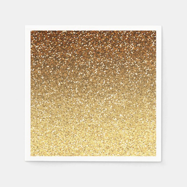 Gold Faux Glitter Ombre Napkin (Front)