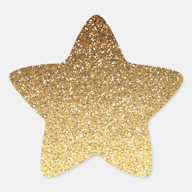 Gold Faux Glitter Ombre Star Sticker (Front)