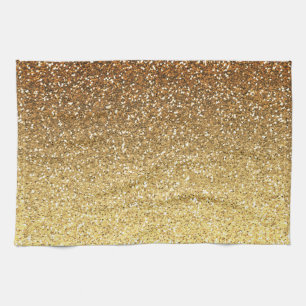 Gold Faux Glitter Ombre Tea Towel