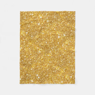 Gold Faux Glitter Pattern Girly Bling Fleece Blanket