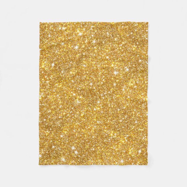 Gold Faux Glitter Pattern Girly Bling Fleece Blanket (Front)