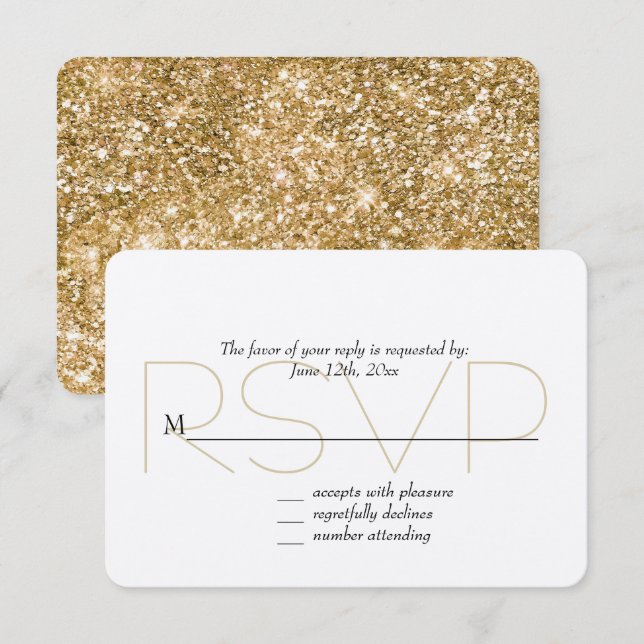 Gold Faux Glitter RSVP Card (Front/Back)