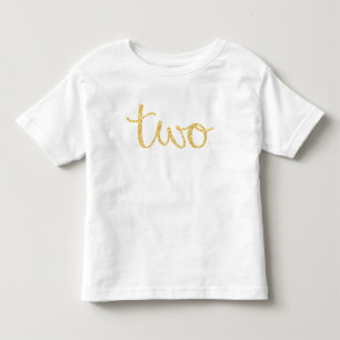 Gold Faux Glitter Script 2nd Birthday Toddler T-Shirt