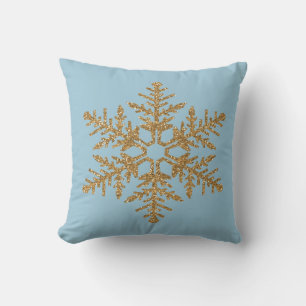 Gold Faux Glitter Snowflake Cushion