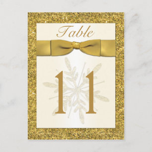 Gold FAUX Glitter Snowflake Table Number Card