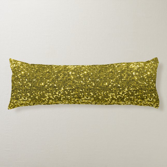 Gold Faux Glitter Sparkle Print Body Cushion (Front)