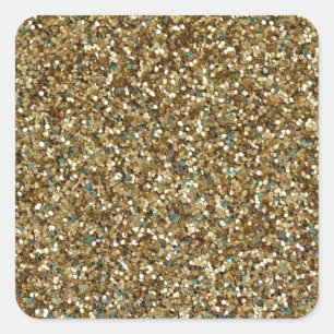 GOLD (faux) GLITTER Square Stickers