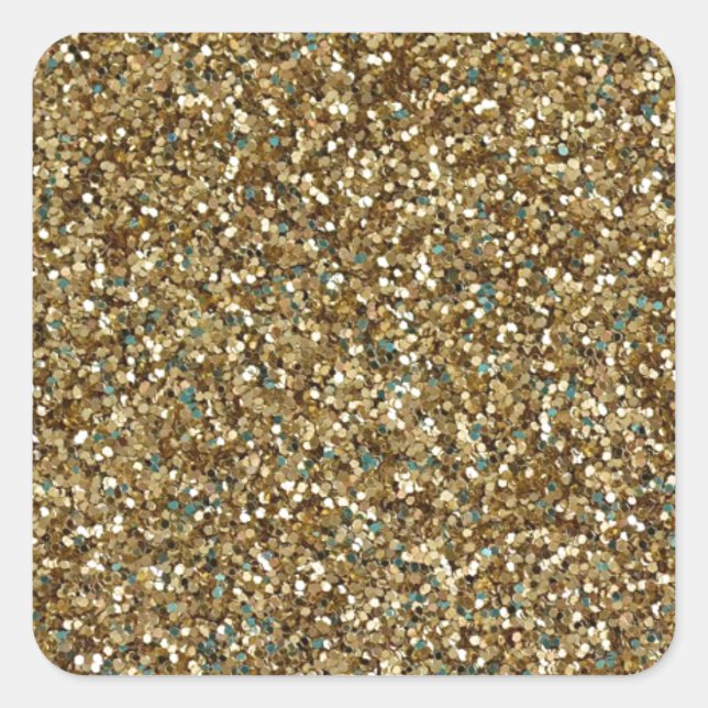GOLD (faux) GLITTER Square Stickers (Front)