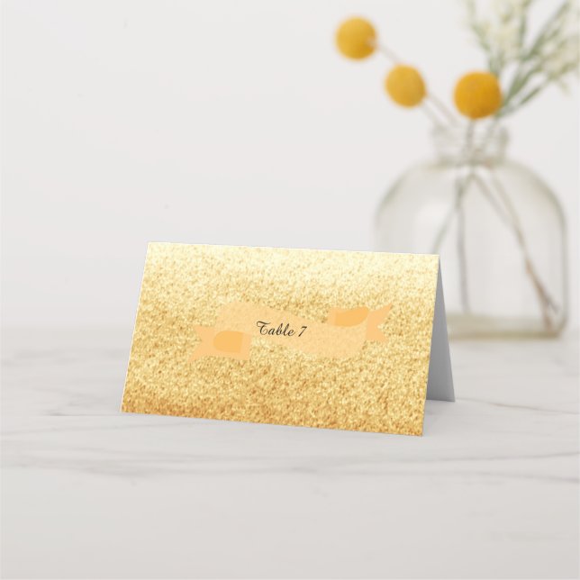 Gold Faux Glitter Table Number Place Card (Front)