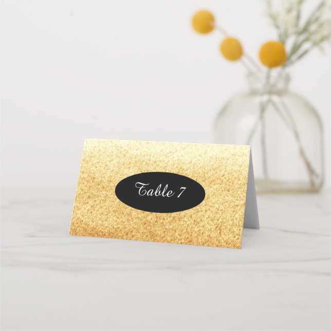 Gold Faux Glitter Table Seating Numbers Place Card (Front)