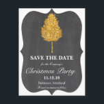 Gold Faux Glitter Tree Chalkboard Christmas Party Announcement Postcard<br><div class="desc">Gold Faux Glitter Tree Chalkboard Christmas Party  Save The Date</div>