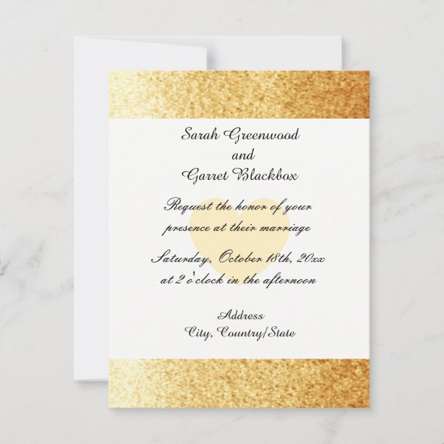 Gold Faux Glitter Wedding Invitation (Front)
