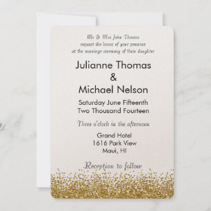 Gold Faux Glitter Wedding Invitation
