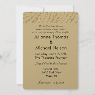 Gold Faux Glitter Zebra Print Wedding Invitation