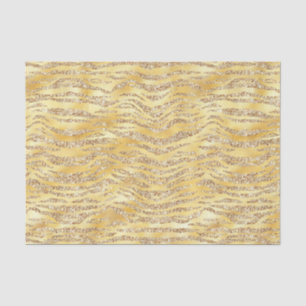 Gold Faux Glitter Zebra Stripes Tissue Paper