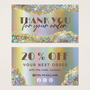 Gold faux iridescent glitter foil discount card