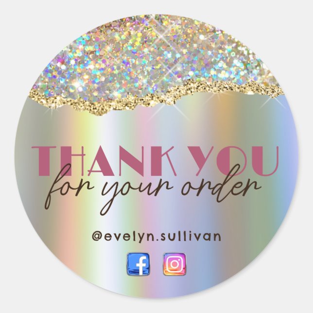 Gold Faux Iridescent Glitter Foil Sticker (Front)