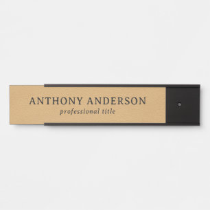 Gold Faux Leather Texture Design Door Sign