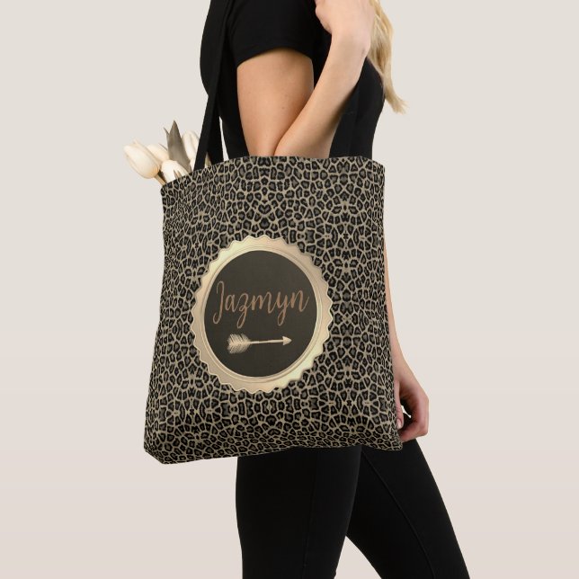 Gold Faux Leopard Personalised Tote Bag (Close Up)