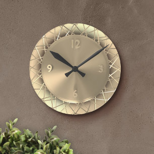 Gold Faux Metal Wire Stylish Chic Modern Unique Round Clock