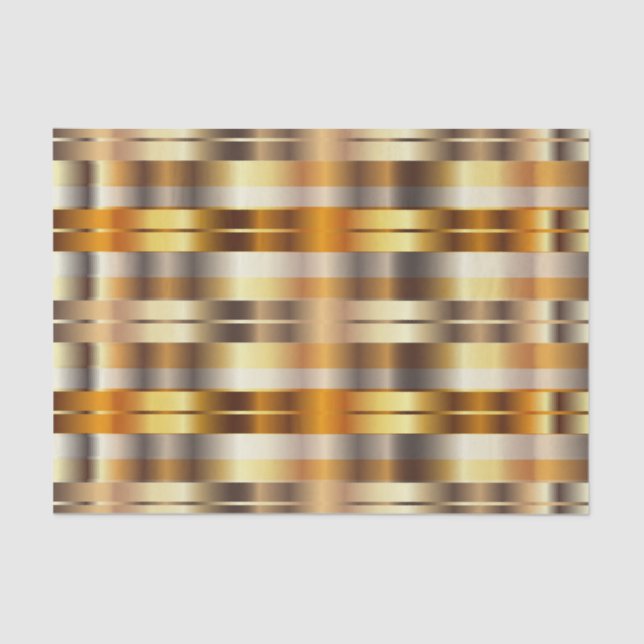 Gold Faux Metallic Diagonal Stripes Tissue Paper (Front)