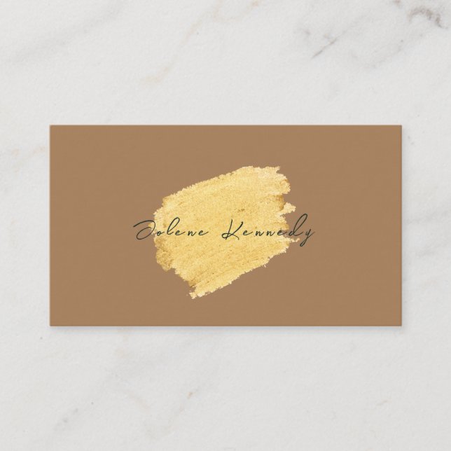 Gold Faux Modern Professional Luxury Tan Chic Business Card (Front)