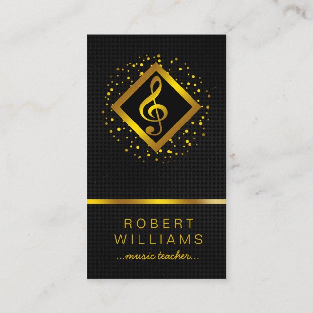 Gold Faux Music Teacher Professional Vocalist Business Card (Front)
