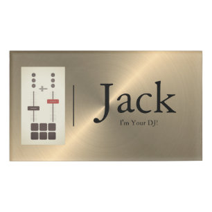 Gold Faux Professional Wedding DJ Name Tag