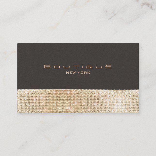 Gold FAUX Sequins Suede Look Beauty & Chic Fashion Business Card (Front)