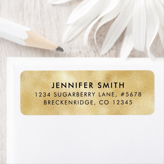 Gold Faux Shimmer Look Return Address Label (Insitu)